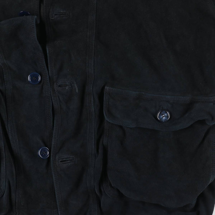 Romagnoli suede leather jacket, made in Italy, men's size XL unclear black type Vintage Second Hand