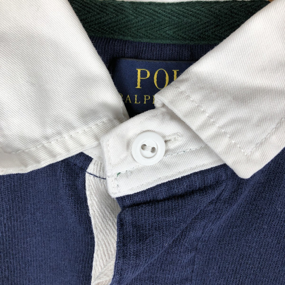 Ralph Lauren POLO RALPH LAUREN CUSTOM FIT Big Pony Long Sleeve Rugby Shirt, Men's Size Small cotton navy blue type Vintage Second Hand