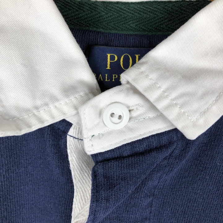 Ralph Lauren POLO RALPH LAUREN CUSTOM FIT Big Pony Long Sleeve Rugby Shirt, Men's Size Small cotton navy blue type Vintage Second Hand