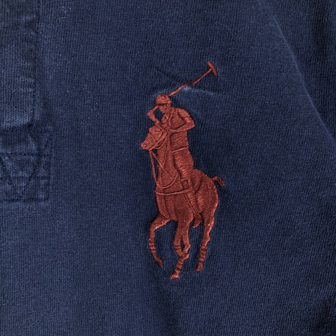 Ralph Lauren POLO RALPH LAUREN CUSTOM FIT Big Pony Long Sleeve Rugby Shirt, Men's Size Small cotton navy blue type Vintage Second Hand