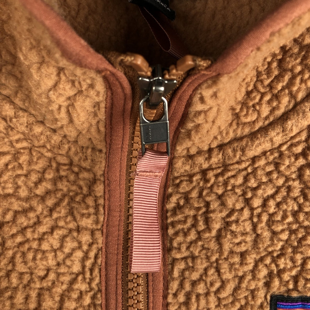 Patagonia Retro Pile Hoody 22806FA19 Fleece Full-Zip Hoodie, Women's Size Small recycled polyester brown type Vintage Second Hand