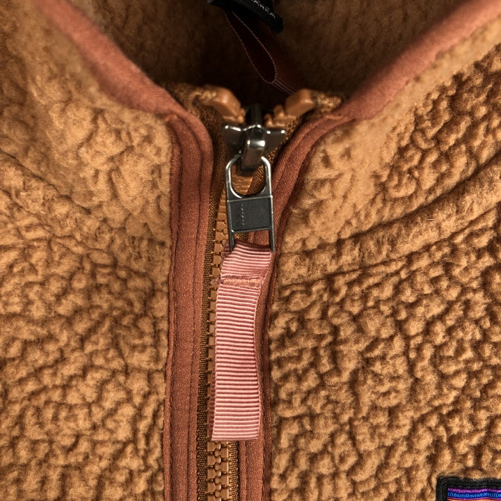 Patagonia Retro Pile Hoody 22806FA19 Fleece Full-Zip Hoodie, Women's Size Small recycled polyester brown type Vintage Second Hand