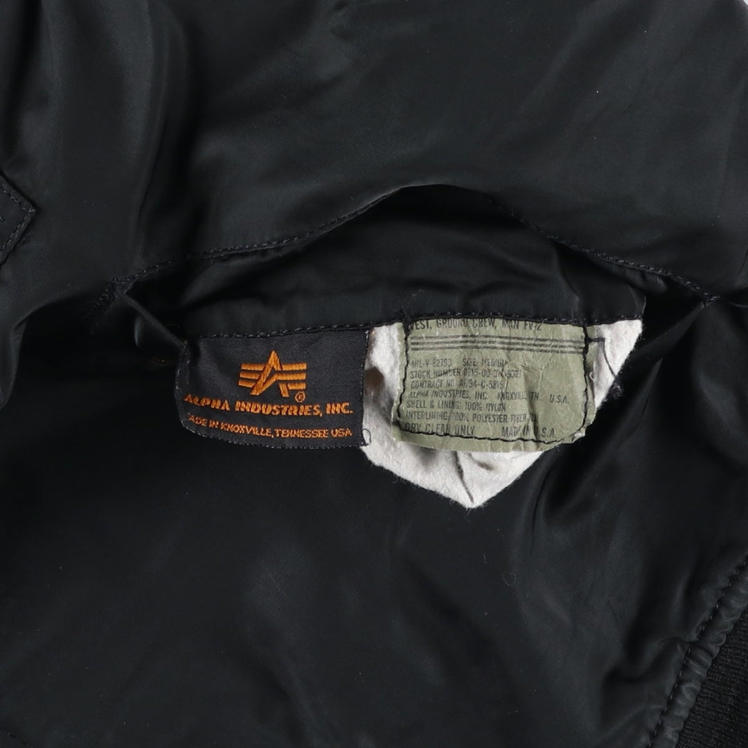 90'S Alpha padded vest, made in the USA, men's size M, vintage Nylon black type Vintage Second Hand