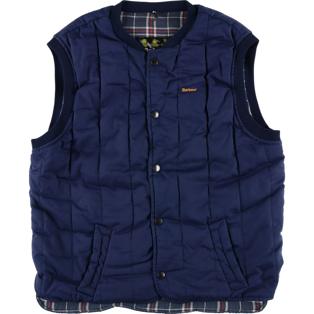 Barbour Padded Vest, 3 Warrant, Made in the UK, Men's XL polyester navy blue type Vintage Second Hand