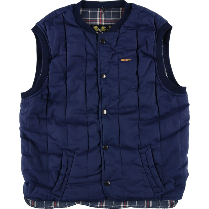 Barbour Padded Vest, 3 Warrant, Made in the UK, Men's XL polyester navy blue type Vintage Second Hand