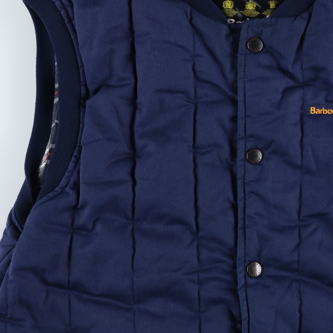 Barbour Padded Vest, 3 Warrant, Made in the UK, Men's XL polyester navy blue type Vintage Second Hand