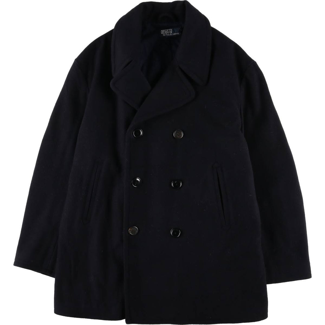 Ralph Lauren POLO by Ralph Lauren padded double-breasted wool half coat, men's size M wool navy blue type Vintage Second Hand