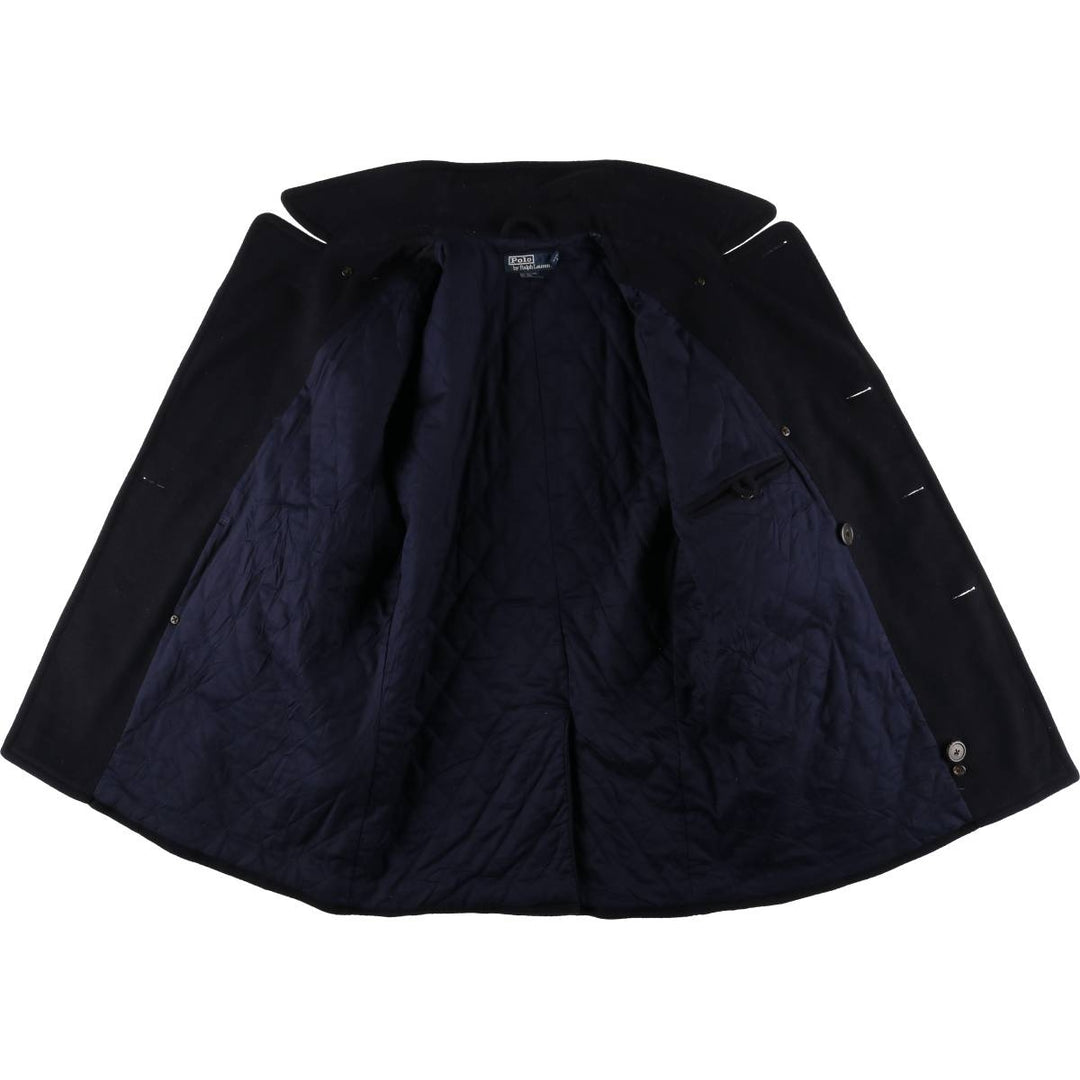 Ralph Lauren POLO by Ralph Lauren padded double-breasted wool half coat, men's size M wool navy blue type Vintage Second Hand