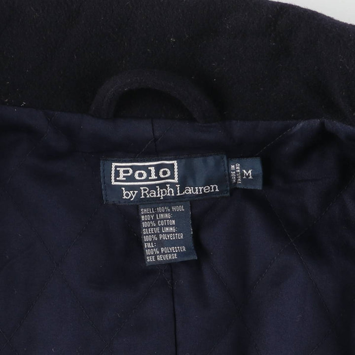 Ralph Lauren POLO by Ralph Lauren padded double-breasted wool half coat, men's size M wool navy blue type Vintage Second Hand
