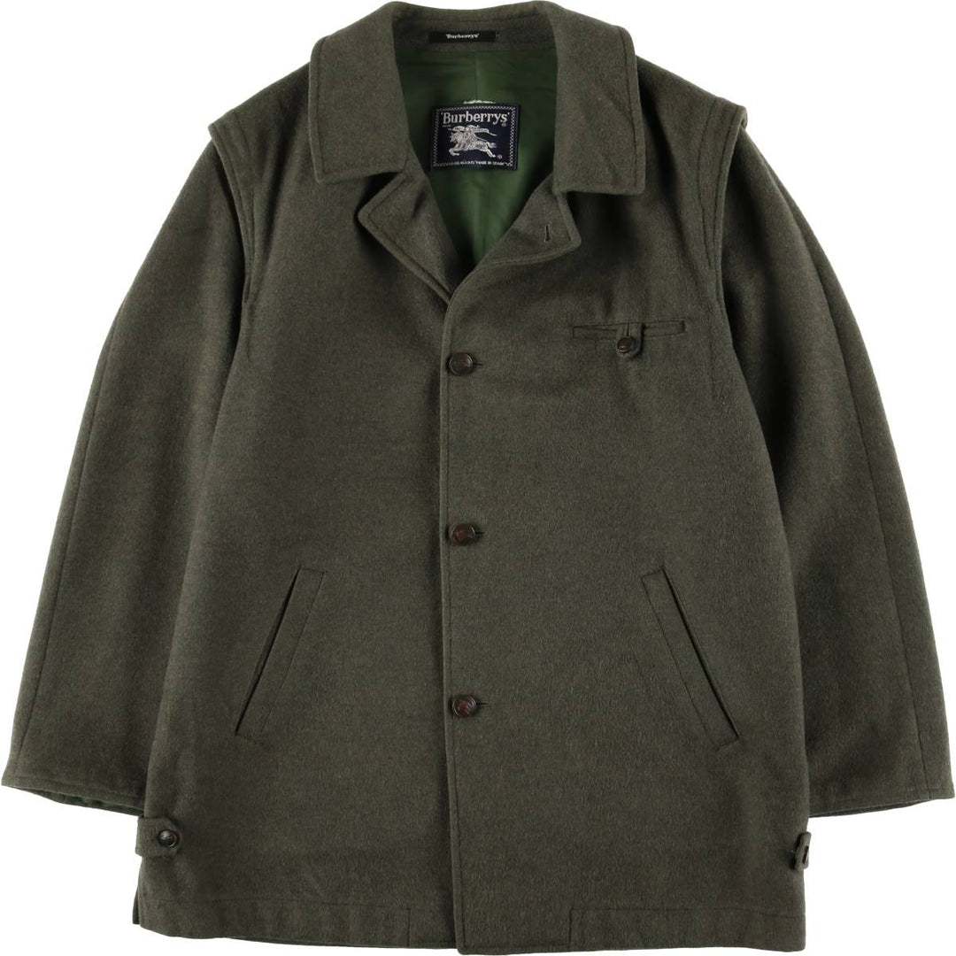 Burberry's wool half coat, size M, men's wool Khaki type Vintage Second Hand