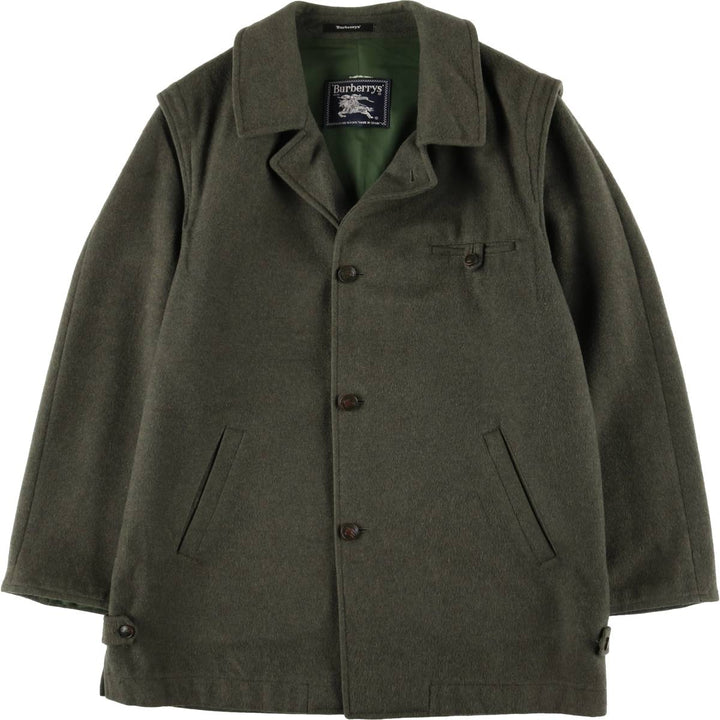 Burberry's wool half coat, size M, men's wool Khaki type Vintage Second Hand