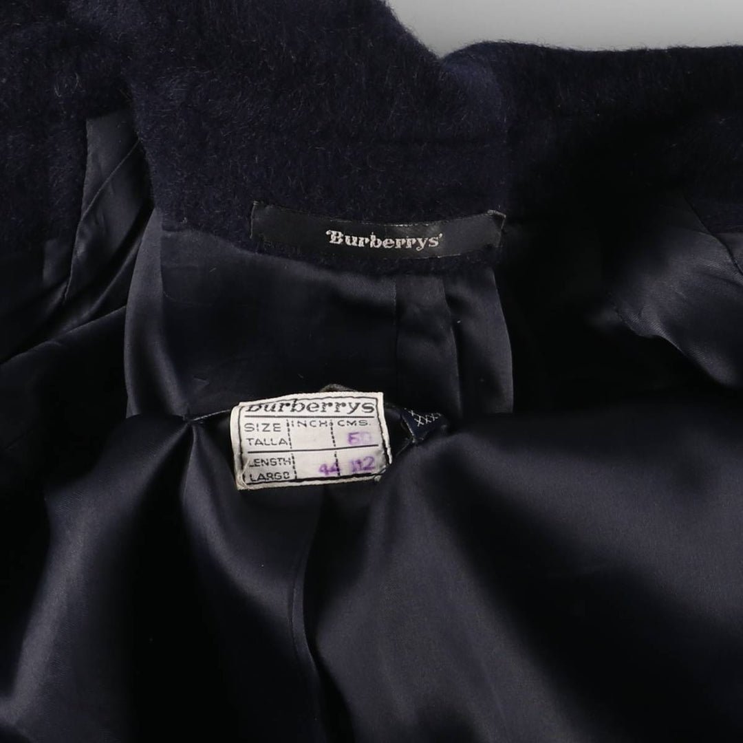Burberry's Balmacaan coat, men's size L wool navy blue type Vintage Second Hand