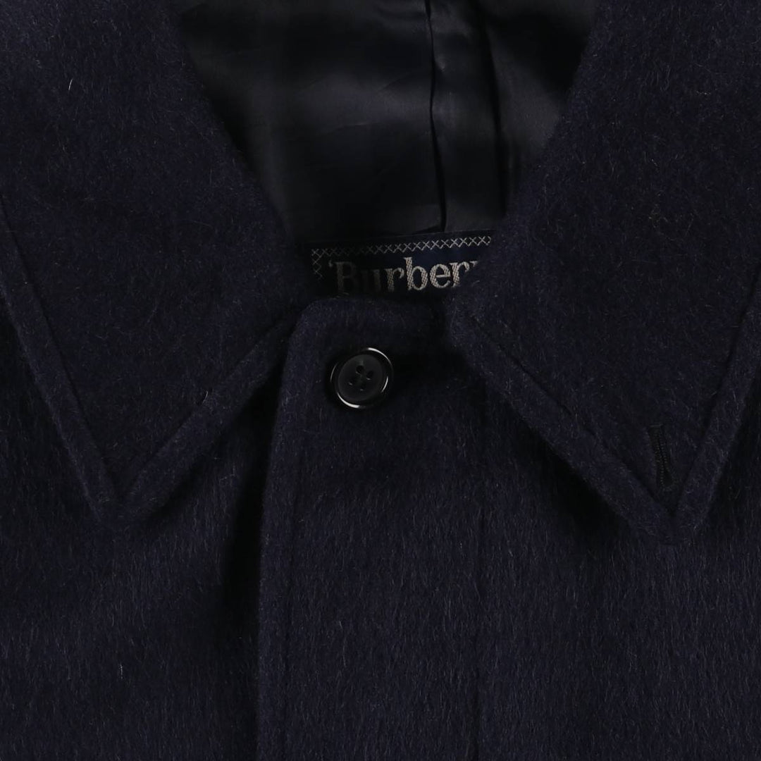 Burberry's Balmacaan coat, men's size L wool navy blue type Vintage Second Hand