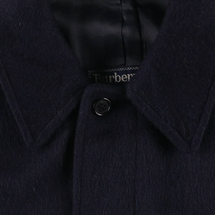 Burberry's Balmacaan coat, men's size L wool navy blue type Vintage Second Hand