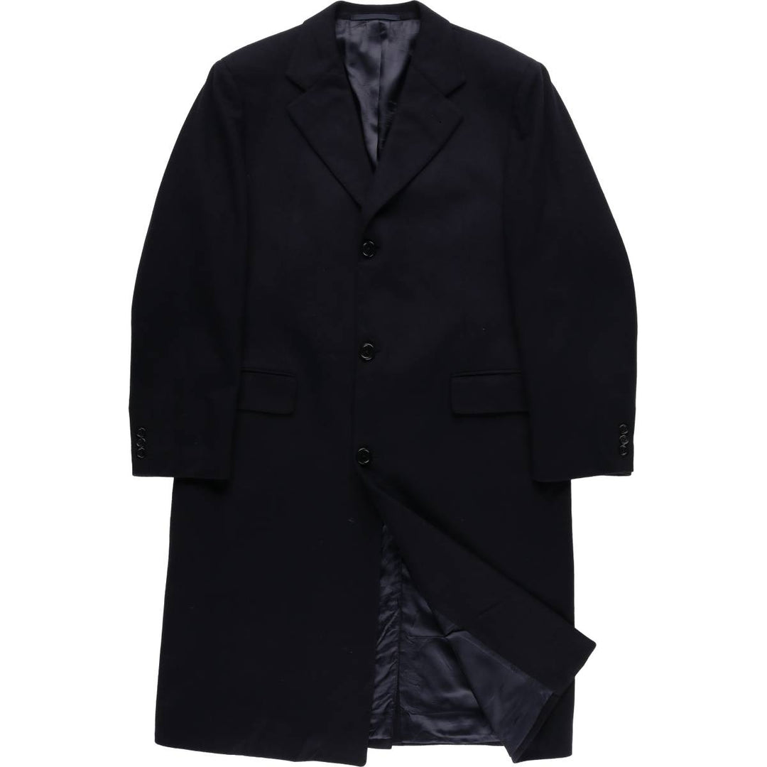 Burberry's BURBERRY LONDON Cashmere Blend Wool Chesterfield Coat, Men's Size L wool navy blue type Vintage Second Hand