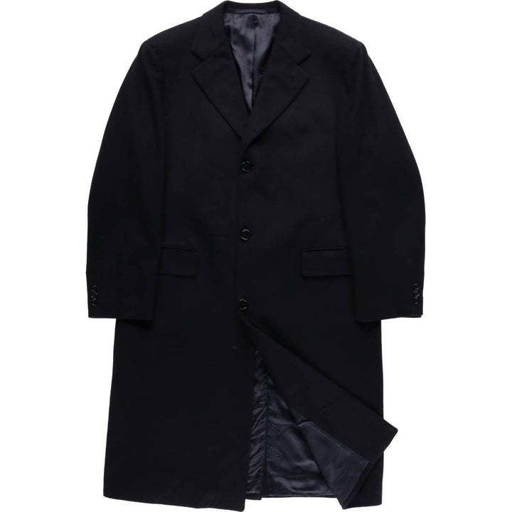 Burberry's BURBERRY LONDON Cashmere Blend Wool Chesterfield Coat, Men's Size L wool navy blue type Vintage Second Hand