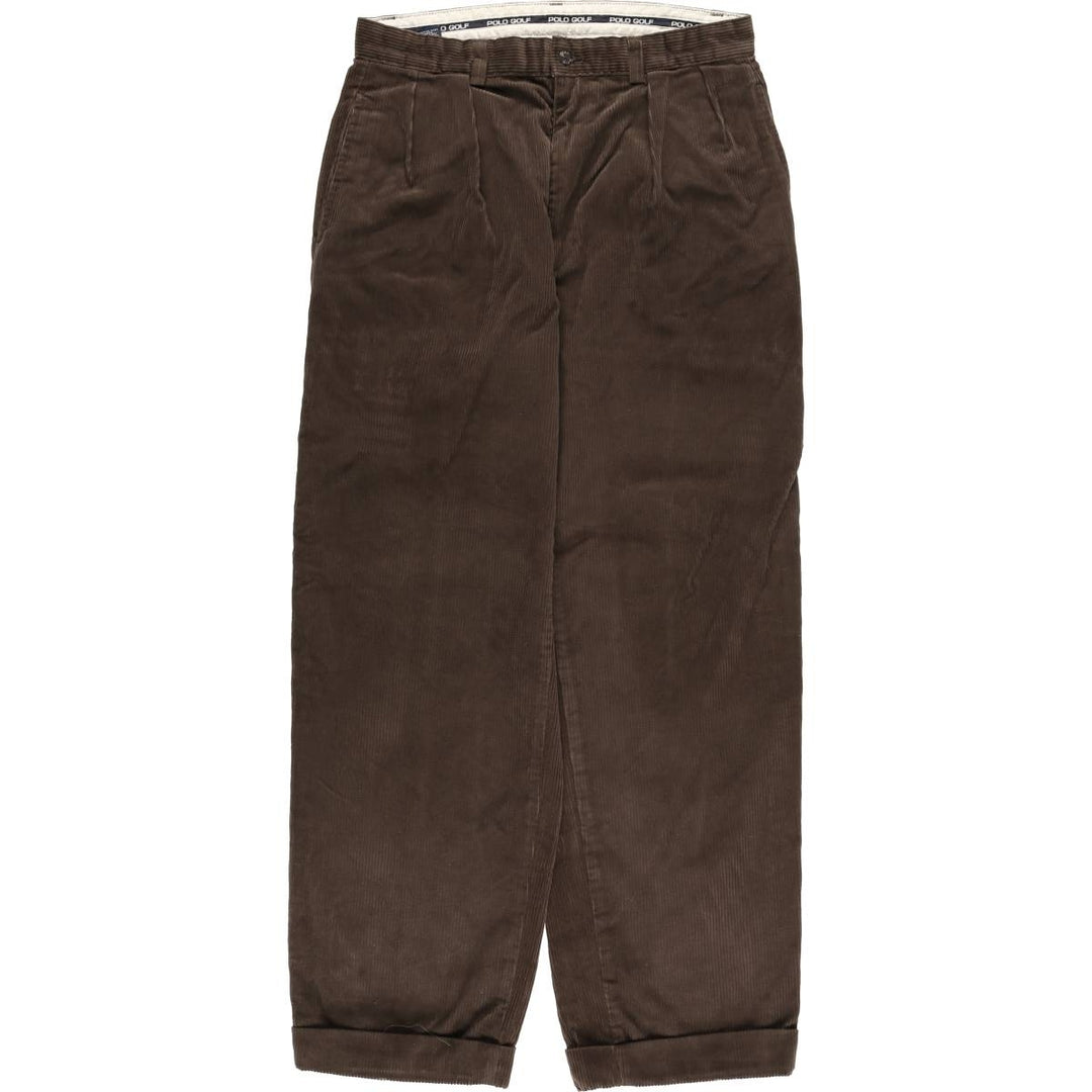 Ralph Lauren POLO GOLF Two-pleat Corduroy Pants, Men's, Size W32 cotton brown type Vintage Second Hand