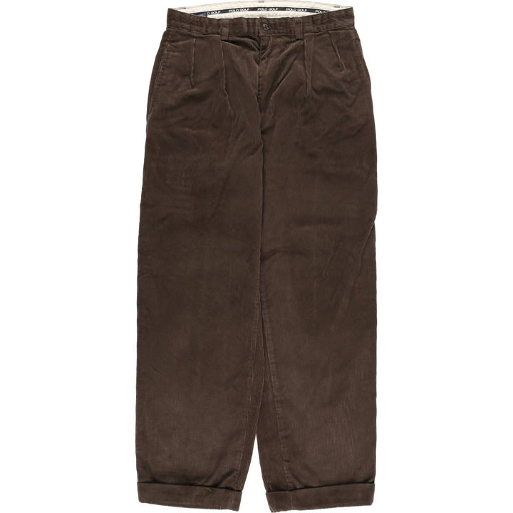 Ralph Lauren POLO GOLF Two-pleat Corduroy Pants, Men's, Size W32 cotton brown type Vintage Second Hand