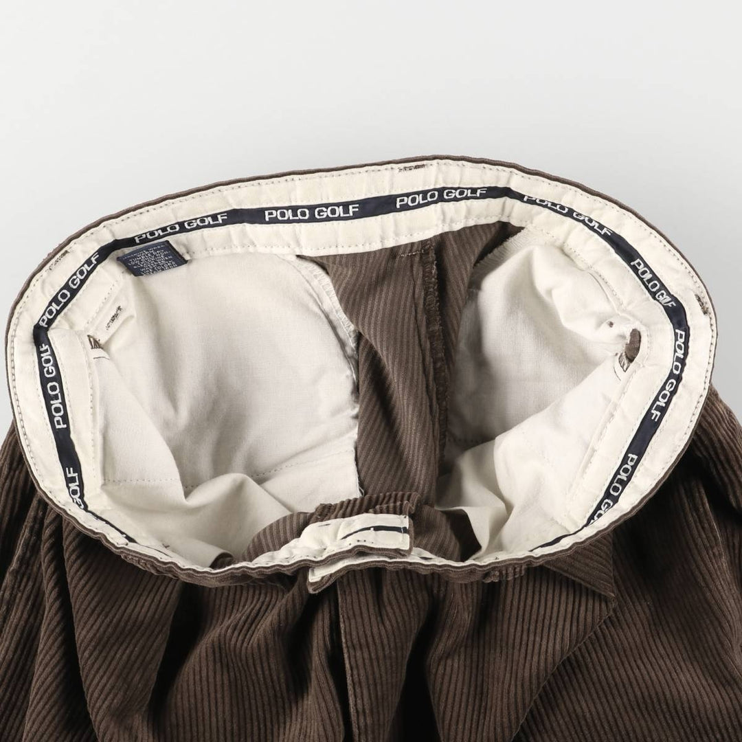 Ralph Lauren POLO GOLF Two-pleat Corduroy Pants, Men's, Size W32 cotton brown type Vintage Second Hand