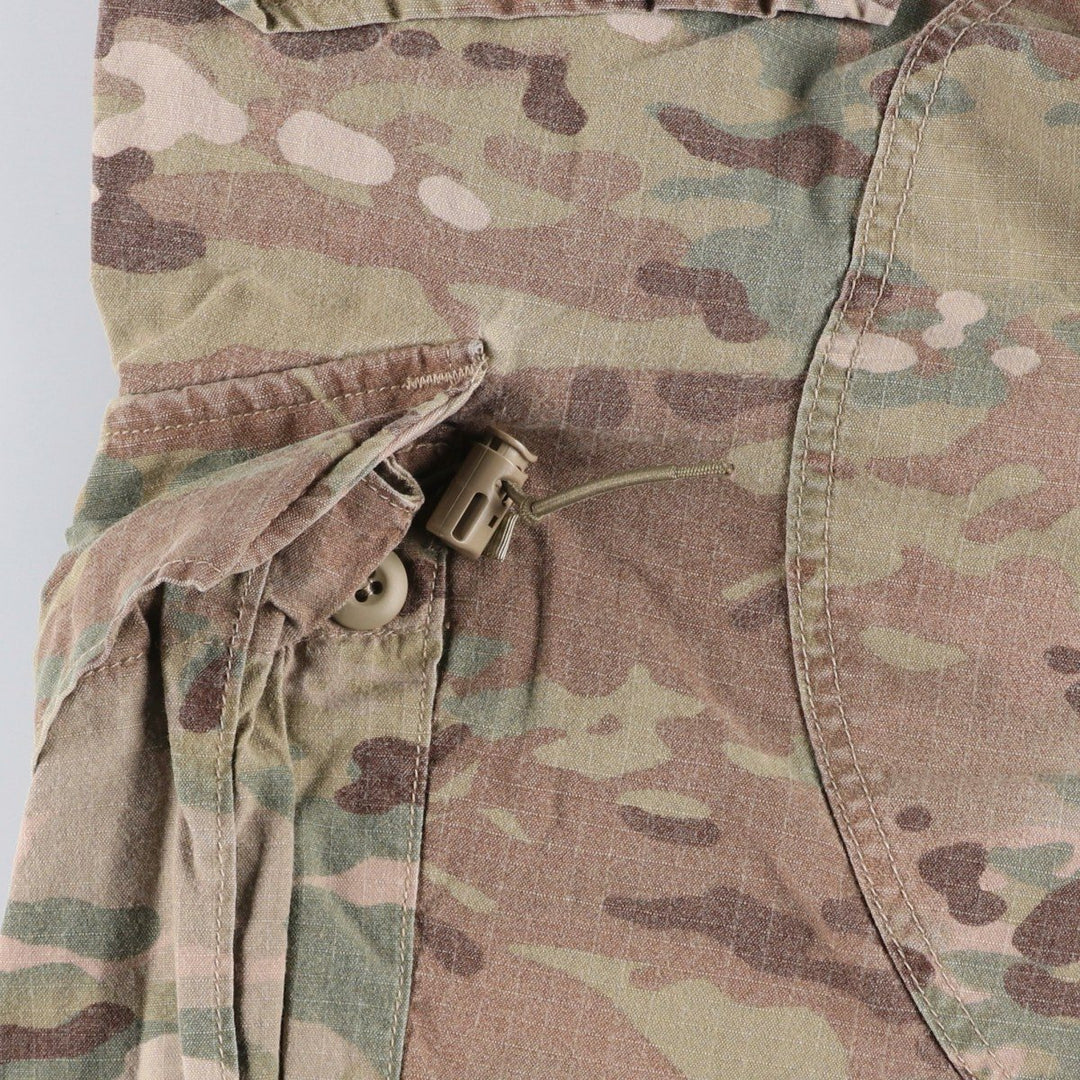 Authentic US military camouflage pattern Multicam camo ripstop double knee military cargo combat pants, USA made, men's size small Rayon Khaki type sage green Vintage Second Hand