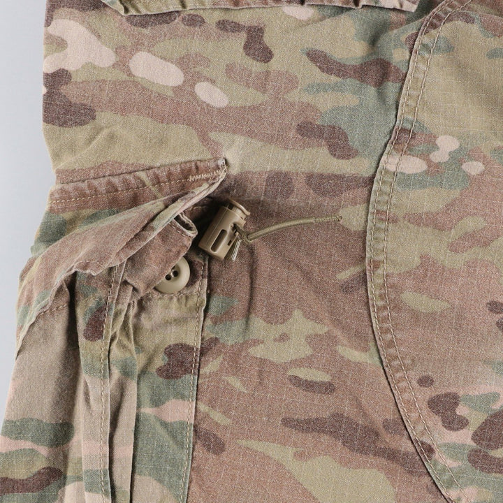 Authentic US military camouflage pattern Multicam camo ripstop double knee military cargo combat pants, USA made, men's size small Rayon Khaki type sage green Vintage Second Hand