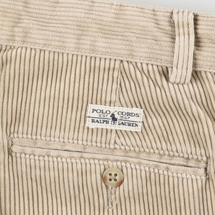 Ralph Lauren POLO GOLF Andrew Pant, two-pleat corduroy pants, men's size W34. cotton Beige type Vintage Second Hand