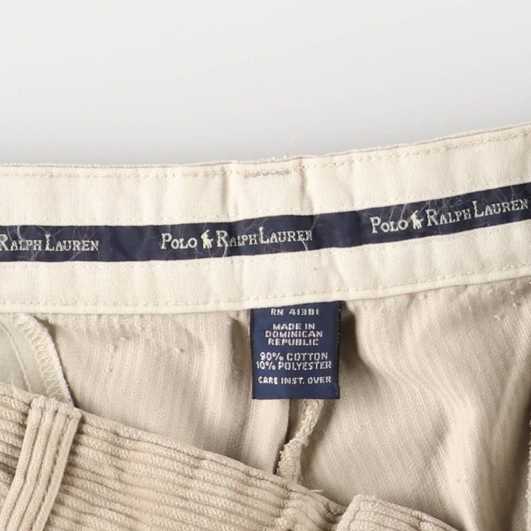 Ralph Lauren POLO GOLF Andrew Pant, two-pleat corduroy pants, men's size W34. cotton Beige type Vintage Second Hand