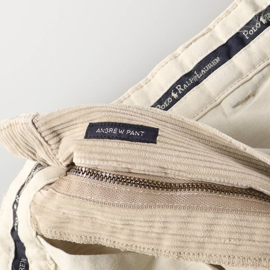 Ralph Lauren POLO GOLF Andrew Pant, two-pleat corduroy pants, men's size W34. cotton Beige type Vintage Second Hand