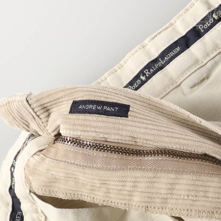 Ralph Lauren POLO GOLF Andrew Pant, two-pleat corduroy pants, men's size W34. cotton Beige type Vintage Second Hand