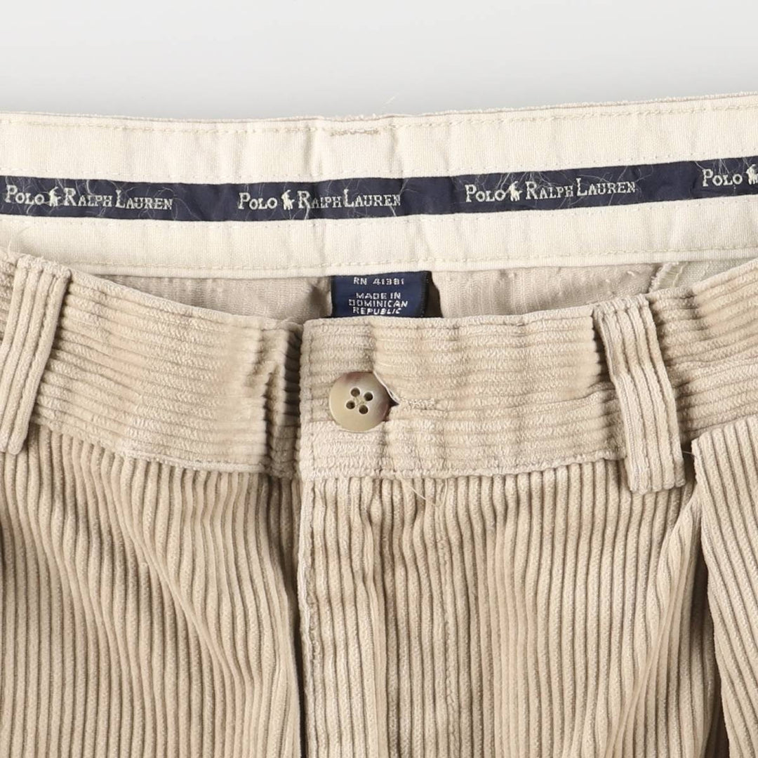 Ralph Lauren POLO GOLF Andrew Pant, two-pleat corduroy pants, men's size W34. cotton Beige type Vintage Second Hand