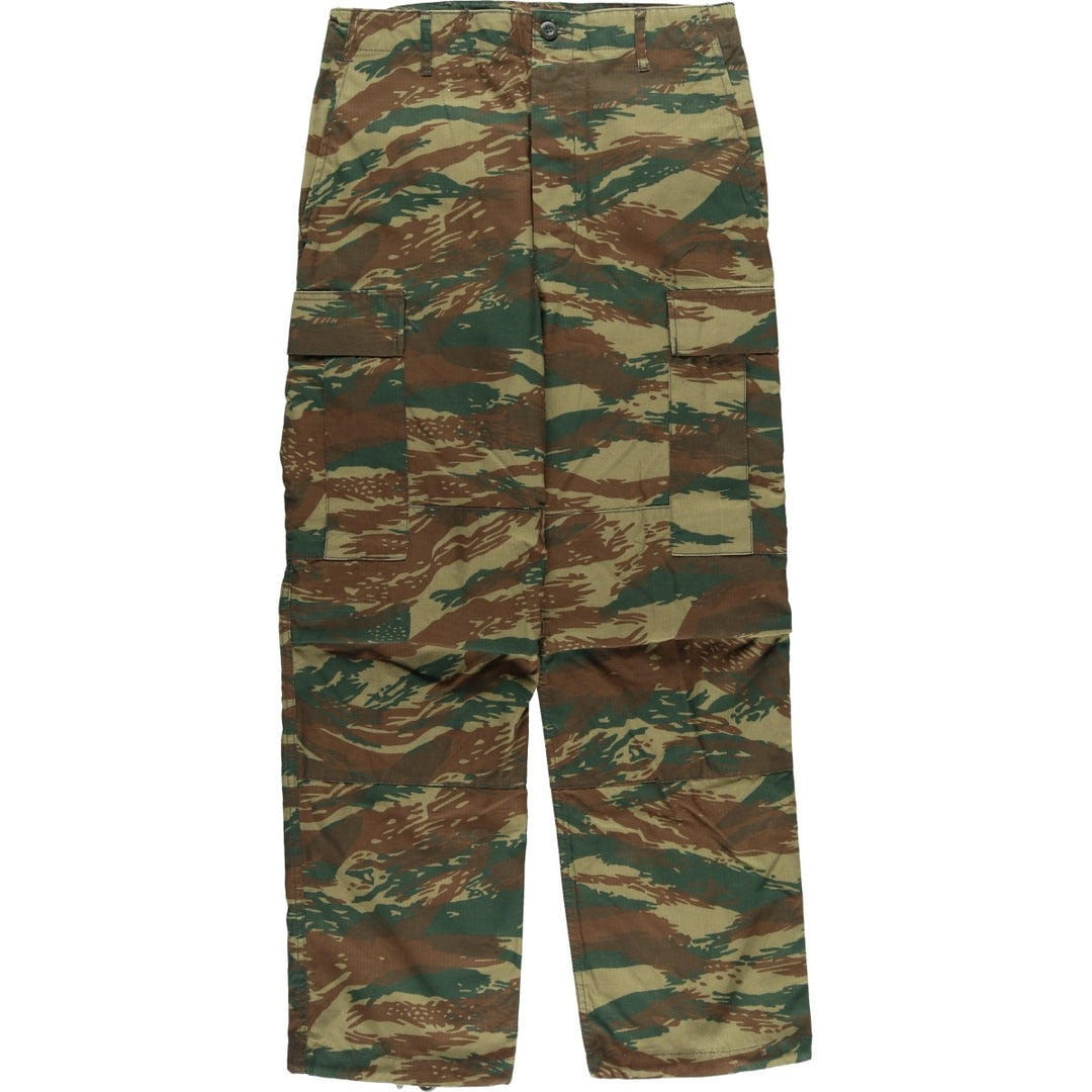 Greek Army Camouflage Pattern Lizard Camo Ripstop Military Cargo Pants, Men's Size XS polyester Khaki type sage green Vintage Second Hand