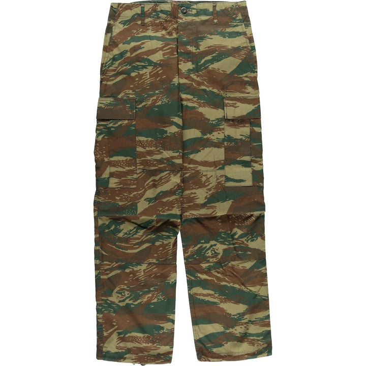 Greek Army Camouflage Pattern Lizard Camo Ripstop Military Cargo Pants, Men's Size XS polyester Khaki type sage green Vintage Second Hand
