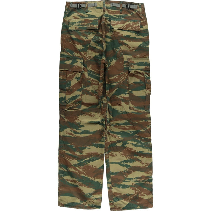 Greek Army Camouflage Pattern Lizard Camo Ripstop Military Cargo Pants, Men's Size XS polyester Khaki type sage green Vintage Second Hand