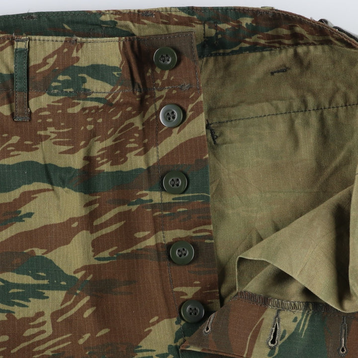 Greek Army Camouflage Pattern Lizard Camo Ripstop Military Cargo Pants, Men's Size XS polyester Khaki type sage green Vintage Second Hand