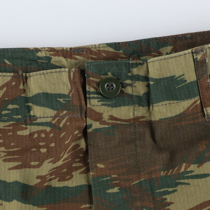 Greek Army Camouflage Pattern Lizard Camo Ripstop Military Cargo Pants, Men's Size XS polyester Khaki type sage green Vintage Second Hand