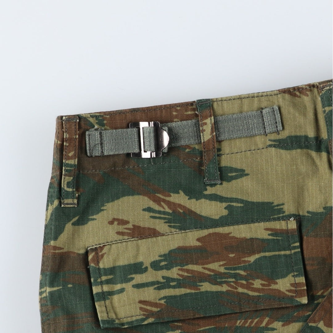 Greek Army Camouflage Pattern Lizard Camo Ripstop Military Cargo Pants, Men's Size XS polyester Khaki type sage green Vintage Second Hand
