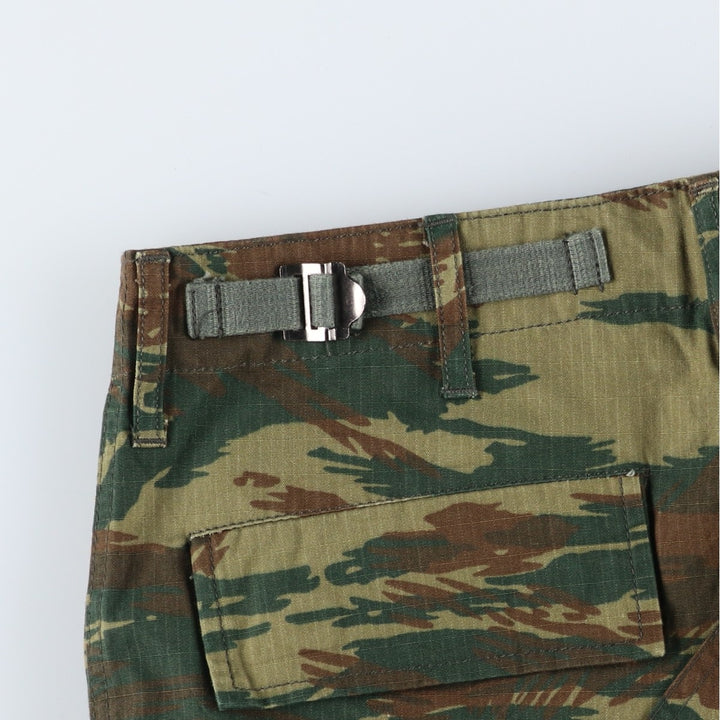 Greek Army Camouflage Pattern Lizard Camo Ripstop Military Cargo Pants, Men's Size XS polyester Khaki type sage green Vintage Second Hand