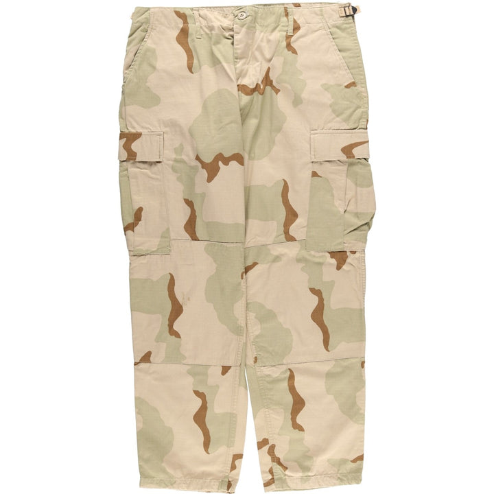 90'S Civilian PROPPER 3C Desert Camo Ripstop Double Knee Military Cargo Combat Pants, Men's Size L Nylon Beige type Vintage Second Hand