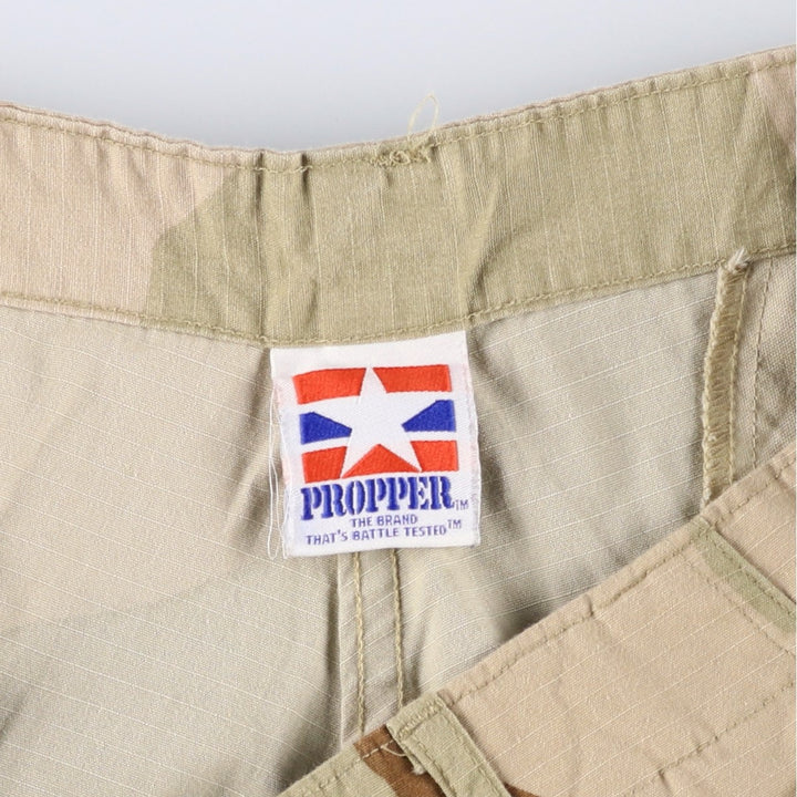 90'S Civilian PROPPER 3C Desert Camo Ripstop Double Knee Military Cargo Combat Pants, Men's Size L Nylon Beige type Vintage Second Hand