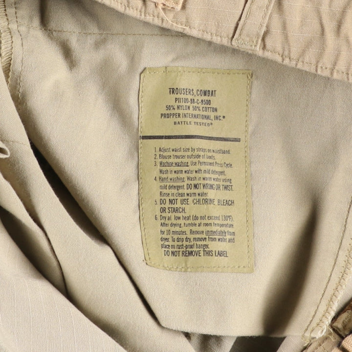 90'S Civilian PROPPER 3C Desert Camo Ripstop Double Knee Military Cargo Combat Pants, Men's Size L Nylon Beige type Vintage Second Hand