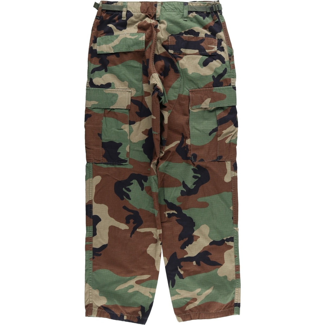 Authentic 2000'S US military camouflage woodland camo ripstop military cargo and combat pants, men's size W30. cotton Khaki type Vintage Second Hand