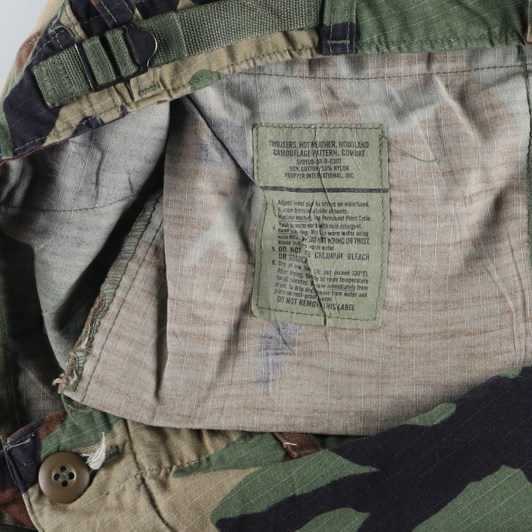 Authentic 2000'S US military camouflage woodland camo ripstop military cargo and combat pants, men's size W30. cotton Khaki type Vintage Second Hand