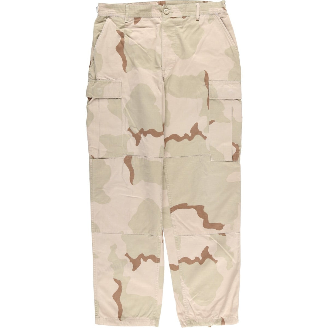 90'S US Military Camouflage Pattern 3C Desert Camo Ripstop Military Cargo Pants, Combat Pants, Made in USA, Men's Size W33 Nylon Khaki type Vintage Second Hand