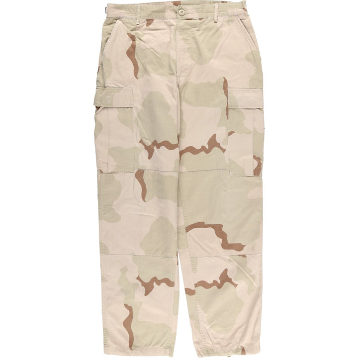 90'S US Military Camouflage Pattern 3C Desert Camo Ripstop Military Cargo Pants, Combat Pants, Made in USA, Men's Size W33 Nylon Khaki type Vintage Second Hand