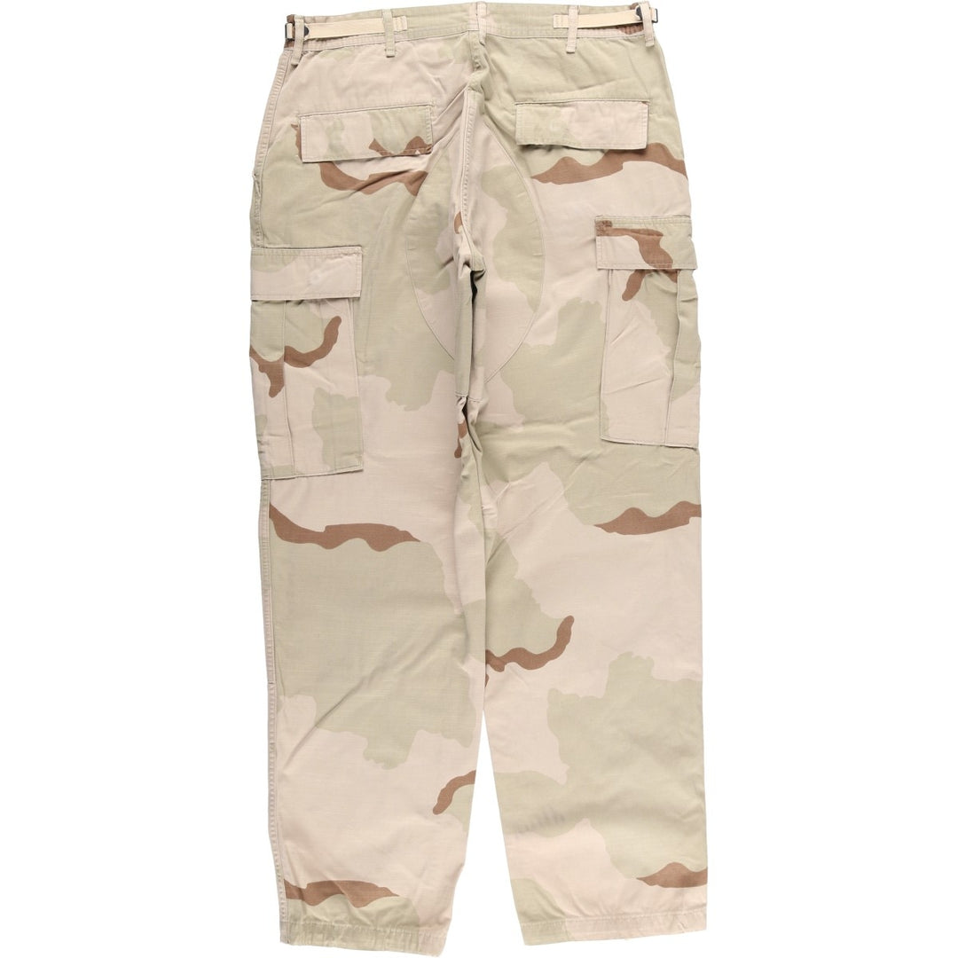 90'S US Military Camouflage Pattern 3C Desert Camo Ripstop Military Cargo Pants, Combat Pants, Made in USA, Men's Size W33 Nylon Khaki type Vintage Second Hand