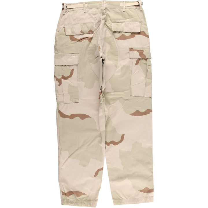 90'S US Military Camouflage Pattern 3C Desert Camo Ripstop Military Cargo Pants, Combat Pants, Made in USA, Men's Size W33 Nylon Khaki type Vintage Second Hand