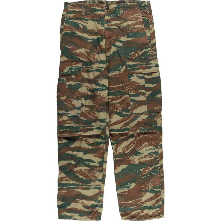Greek Army Camouflage Pattern Lizard Camo Ripstop Military Cargo Combat Pants, Size XS, Men's, W33 (equivalent) cotton Khaki type Vintage Second Hand