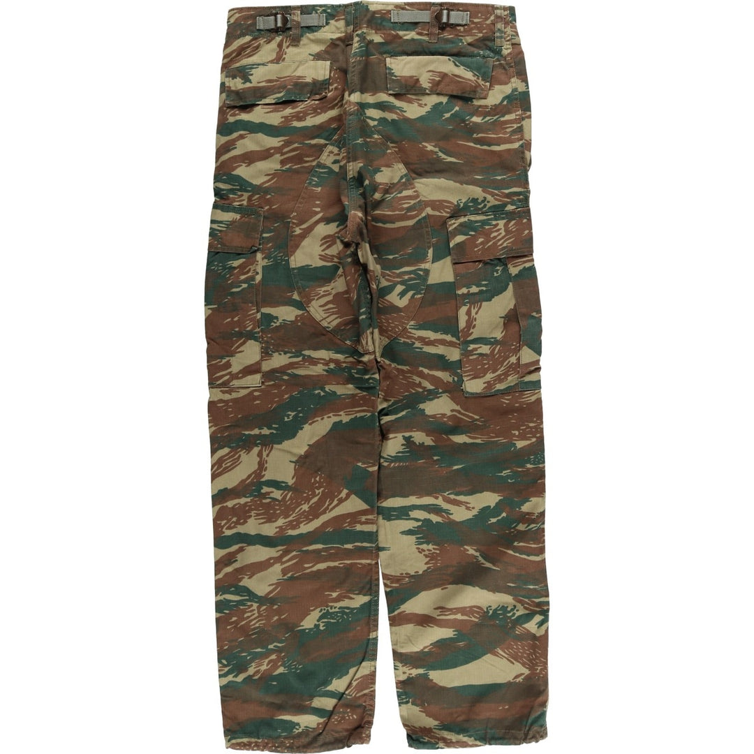 Greek Army Camouflage Pattern Lizard Camo Ripstop Military Cargo Combat Pants, Size XS, Men's, W33 (equivalent) cotton Khaki type Vintage Second Hand