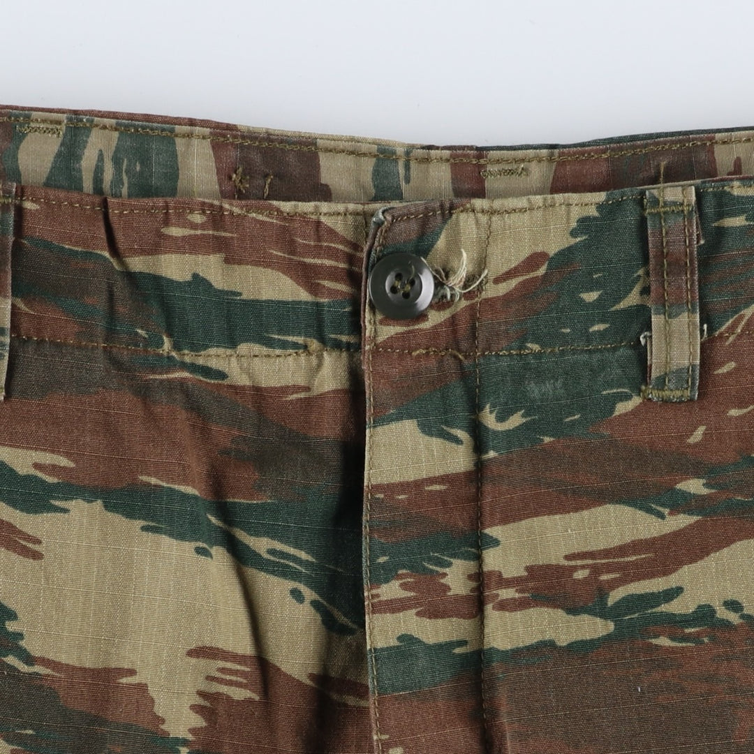 Greek Army Camouflage Pattern Lizard Camo Ripstop Military Cargo Combat Pants, Size XS, Men's, W33 (equivalent) cotton Khaki type Vintage Second Hand