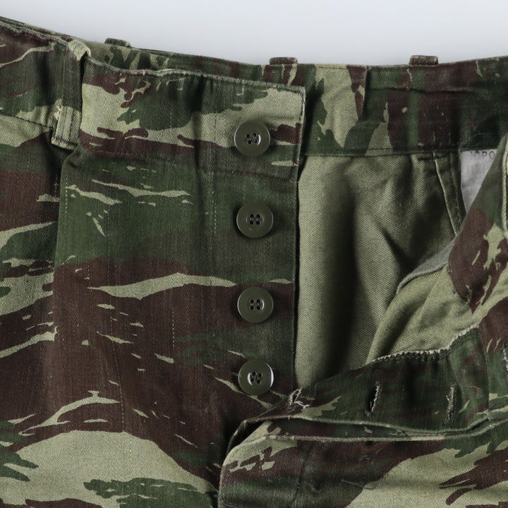 Greek Army Lizard Camo Military Cargo Pants, Men's Size W33 unclear Khaki type sage green Vintage Second Hand